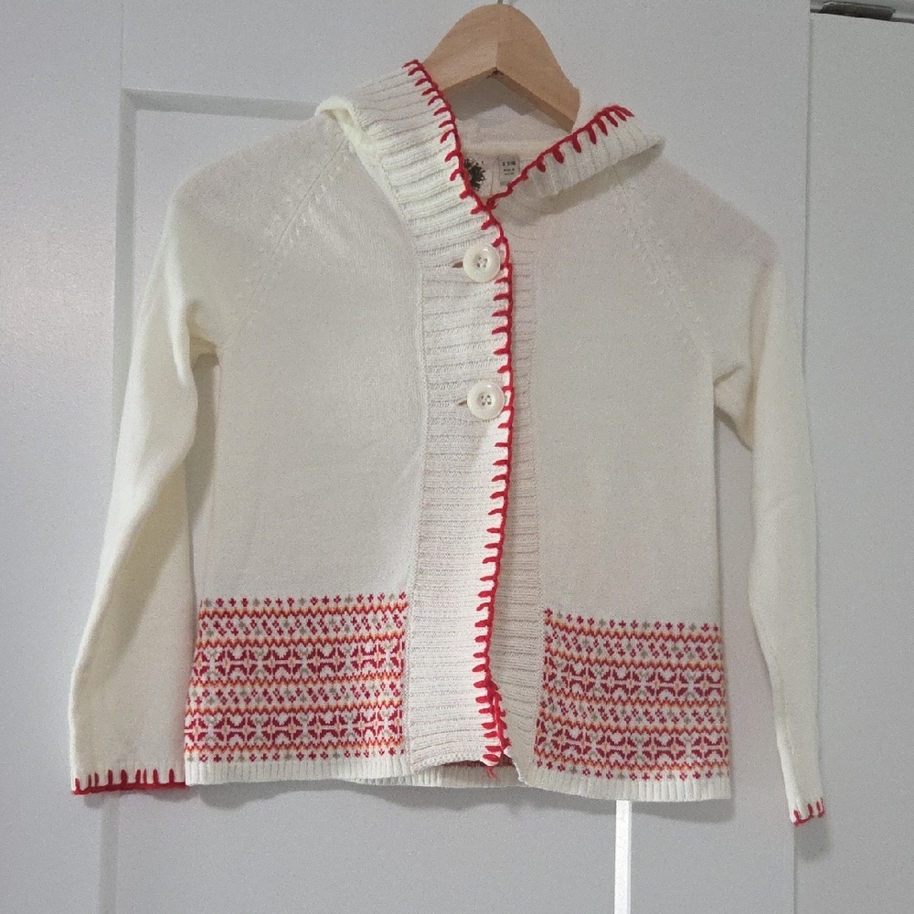 Cozy Cream and Red Kids Sweater